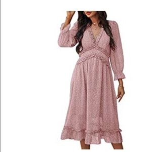 Brand new pink cheetah V neck midi dress